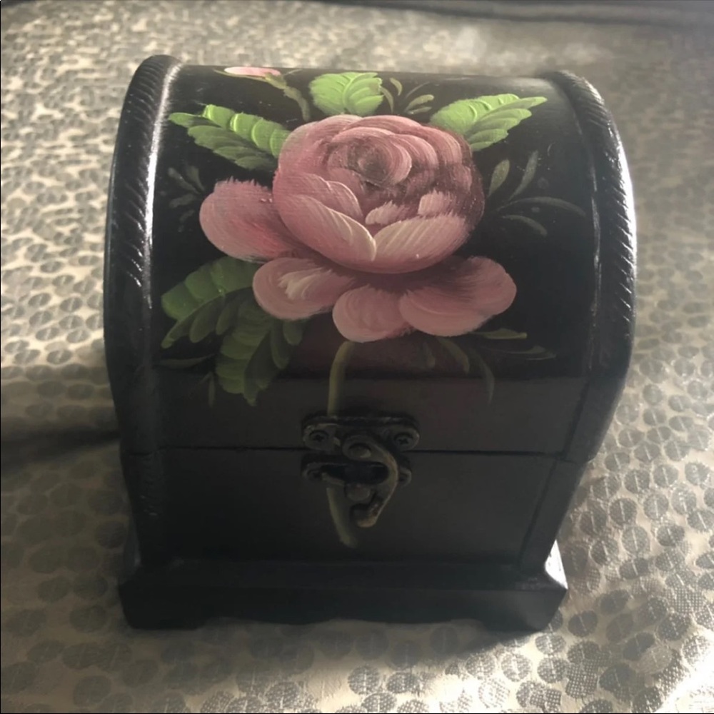 Rose Painted Wood Chest